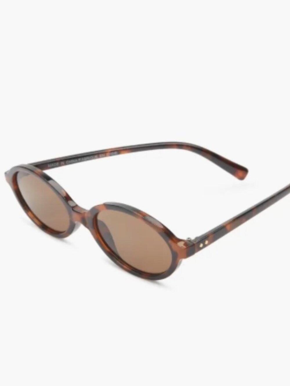 Tortoise Oval Sunglasses Slim Brown Frame Women Acetate Minimal 90’s - Picture 4 of 4